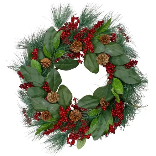 Wreaths-Kirkland's Home Pine Needles And Berries Wreath Green/Red