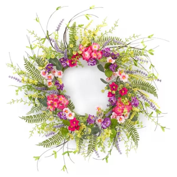 Wreaths-Kirkland's Home Pink And Purple Mixed Floral Wreath Pink/Purple/Green