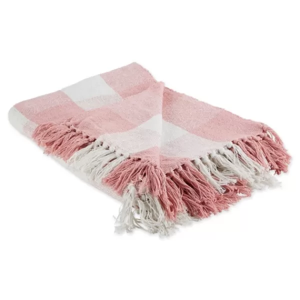 Blankets & Throws-Kirkland's Home Pink And White Buffalo Check Throw Pink/White