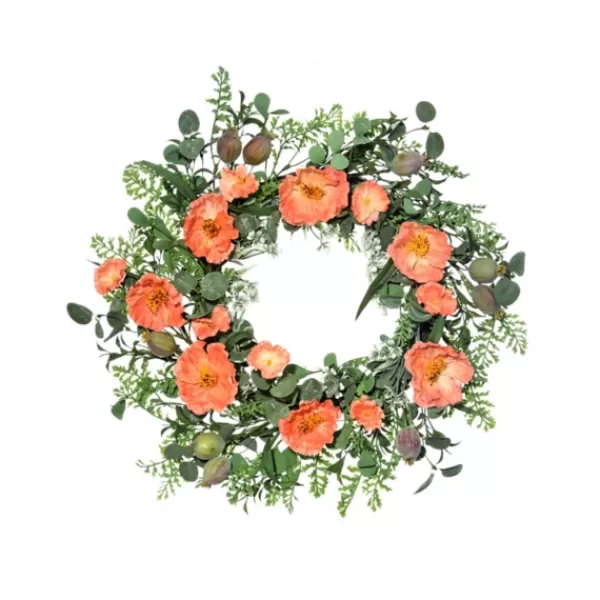 Wreaths-Kirkland's Home Pink Poppy And Pod Wreath Pink/Green