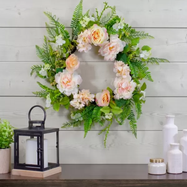 Wreaths-Kirkland's Home Pink Roses, Hydrangeas, And Peonies Wreath Pink/Green