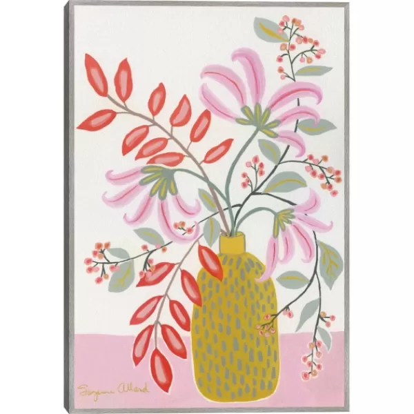 Framed Art-Kirkland's Home Pink Table Framed Canvas Art Print White/Pink/Green
