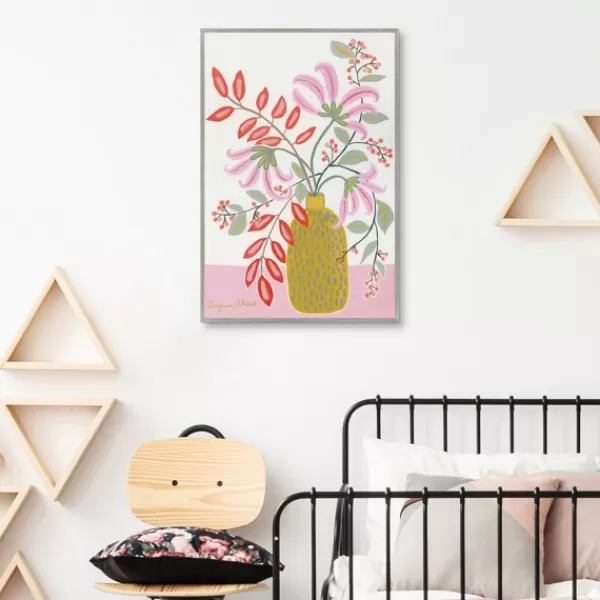 Framed Art-Kirkland's Home Pink Table Framed Canvas Art Print White/Pink/Green
