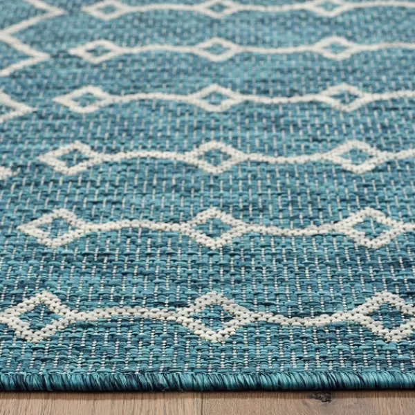 Outdoor Rugs-Kirkland's Home Placid Portico Sun Shower Outdoor Area Rug, 7X9 Blue/Ivory