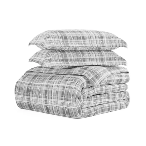 Duvets-Kirkland's Home Plaid Polka Dot 2-Pc. Twin Duvet Cover Set Gray