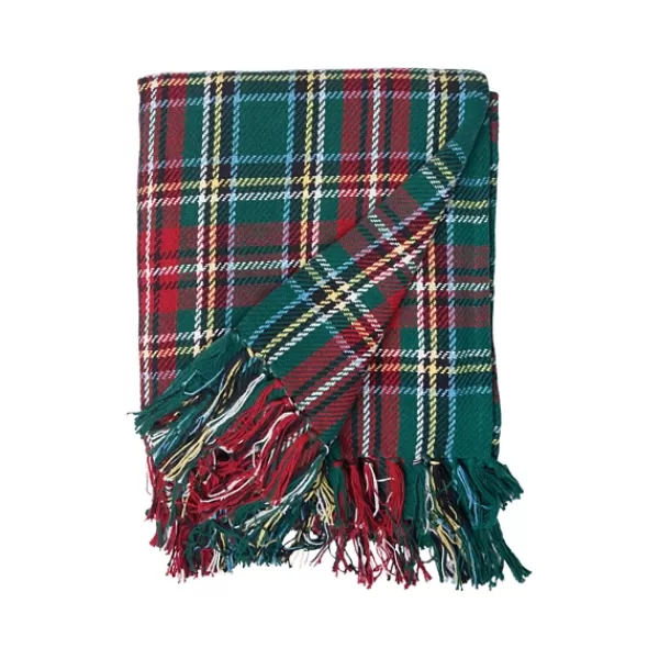 Blankets & Throws-Kirkland's Home Plaid Red Green Black Yellow Throw Blanket Multi