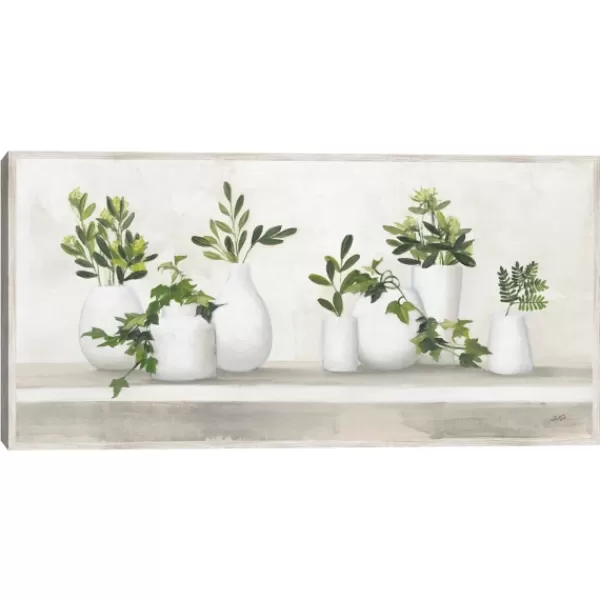 Framed Art-Kirkland's Home Plant Shelf Life Framed Canvas Art Print White/Ivory/Green