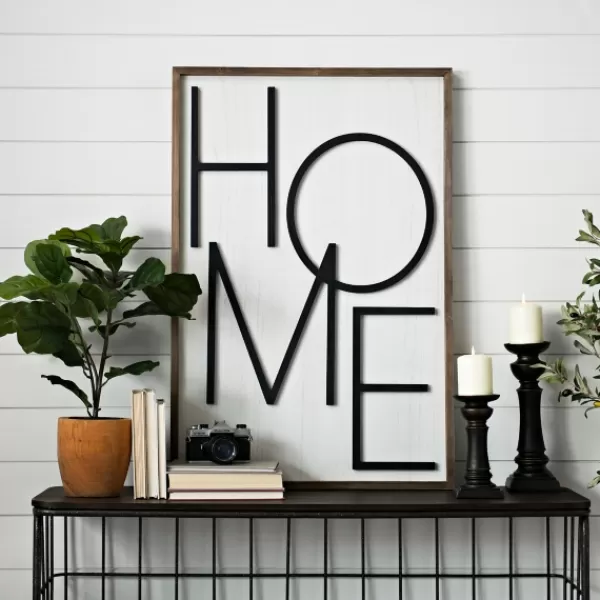 Wall Quotes & Signs-Kirkland's Home Popped Letter Home Plaque Black/White/Brown