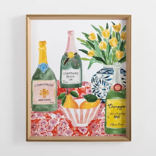 Framed Art-Kirkland's Home Popping Champagne Bottles Framed Art Print Pink/Green/Multi