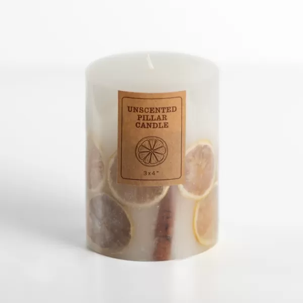Candles-Kirkland's Home Pressed Citrus Unscented Pillar Candle, 3X4 In. White