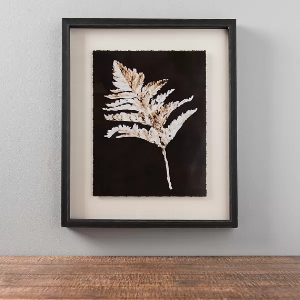 Framed Art-Kirkland's Home Pressed Leaves Iv Framed Art Print Black/Tan