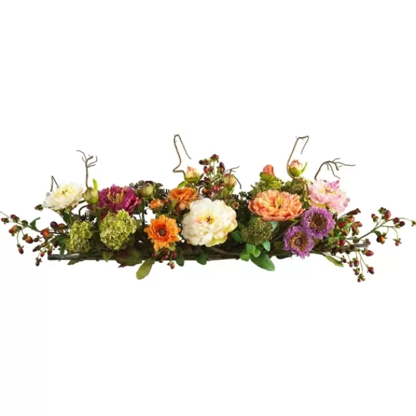 Arrangements & Greenery-Kirkland's Home Pretty Peony Garden Mix Arrangement Pink/Green/Orange/Purple