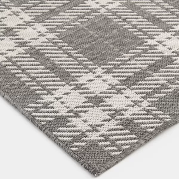 Outdoor Rugs-Kirkland's Home Priya Plaid Indoor/Outdoor Area Rug, 2X7 Gray