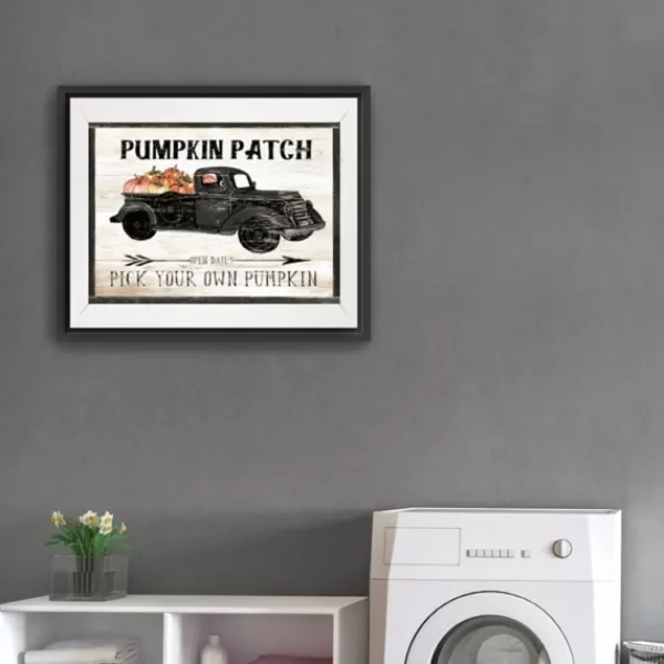 Wall Quotes & Signs-Kirkland's Home Pumpkin Patch Black Truck Giclee Canvas Art Print Tan/Gray/Black