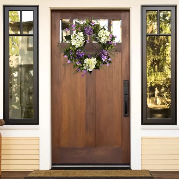Wreaths-Kirkland's Home Purple And White Hydrangea Wreath Purple/Green/White
