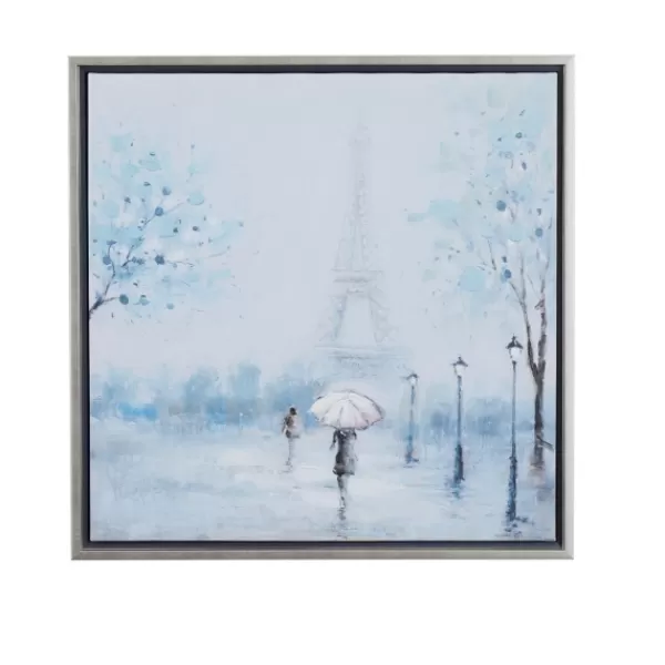Framed Art-Kirkland's Home Rainy Paris Blues Transitional Framed Wall Art Blue/White/Black