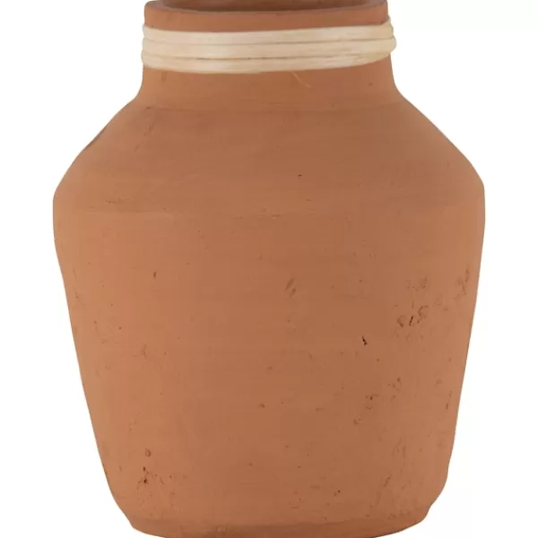 Vases-Kirkland's Home Rattan Rim Hand-Thrown Terracotta Vase Orange