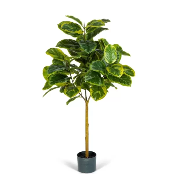 Trees & Topiaries-Kirkland's Home Real Touch Variegated Ficus Altissima Tree, 4 Ft.