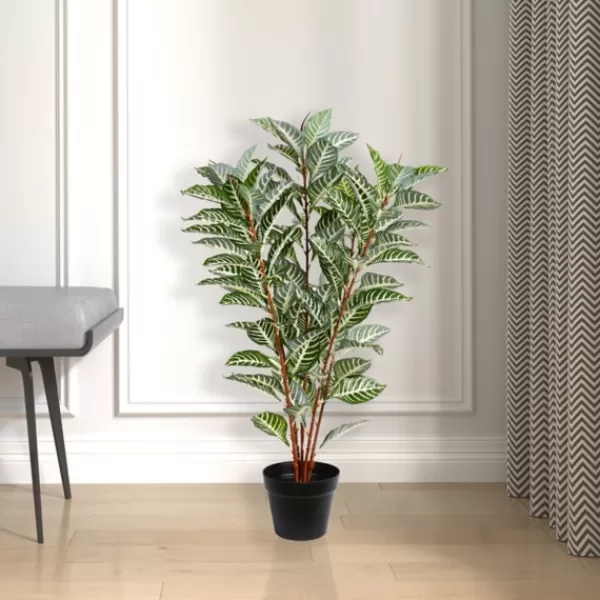 Trees & Topiaries-Kirkland's Home Real Touch Zebra Plant In Nursery Planter