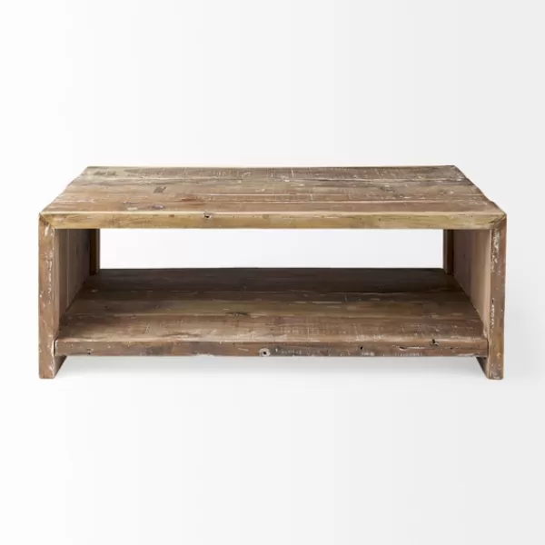 Coffee Tables-Kirkland's Home Reclaimed Natural Wood Distressed Coffee Table