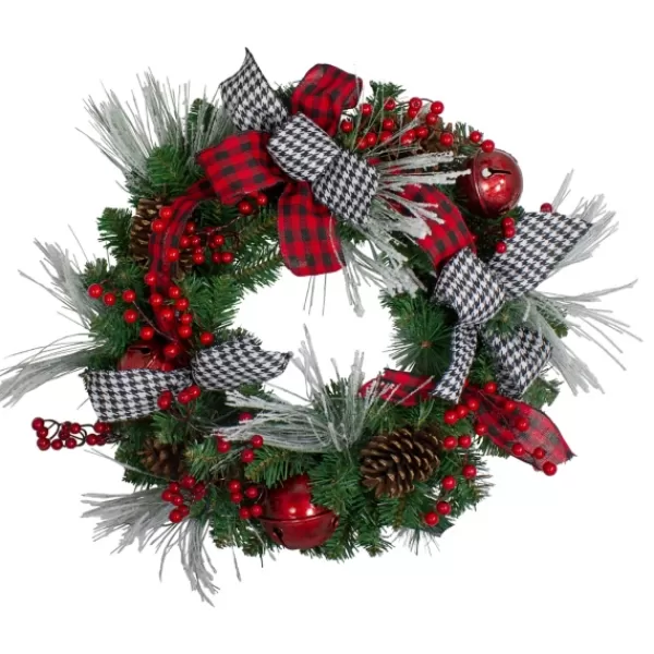Wreaths-Kirkland's Home Red And Black Bow Wreath Red/Green/White