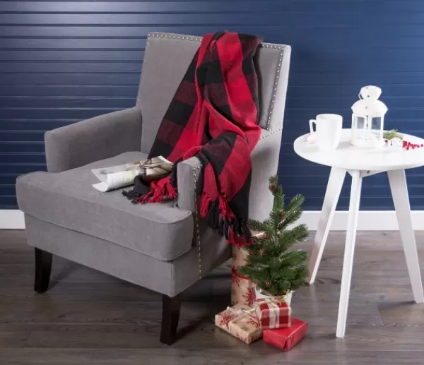 Blankets & Throws-Kirkland's Home Red And Black Buffalo Check Throw Red/Black