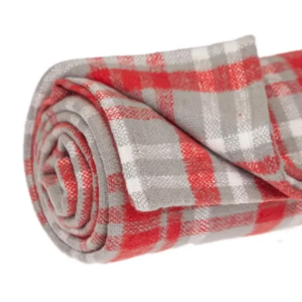 Blankets & Throws-Kirkland's Home Red And Gray Plaid Cotton Throw Red/Gray