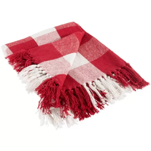 Blankets & Throws-Kirkland's Home Red And White Buffalo Check Throw Red/White