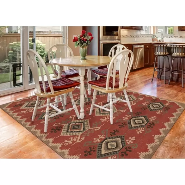 Outdoor Rugs-Kirkland's Home Red Bali Medallion Indoor/Outdoor Area Rug, 4X7 Multi/Red