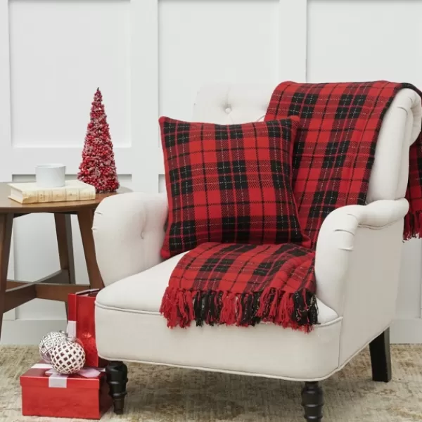 Blankets & Throws-Kirkland's Home Red Black Plaid Throw Christmas Blanket Red/Black