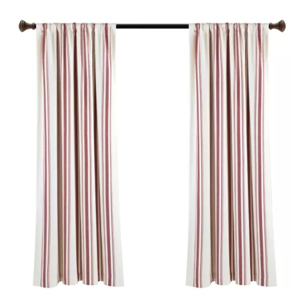 Curtains & Drapes-Kirkland's Home Red Farmhouse Stripe Curtain Panels, Set Of 2 White/Red