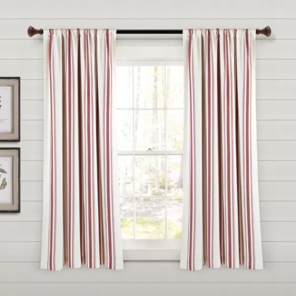 Curtains & Drapes-Kirkland's Home Red Farmhouse Stripe Curtain Panels, Set Of 2 White/Red