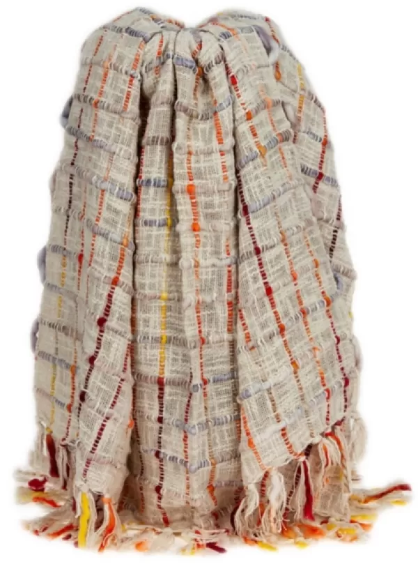 Blankets & Throws-Kirkland's Home Red Primitive Squares Handloomed Throw Blanket Red/Tan/Yellow