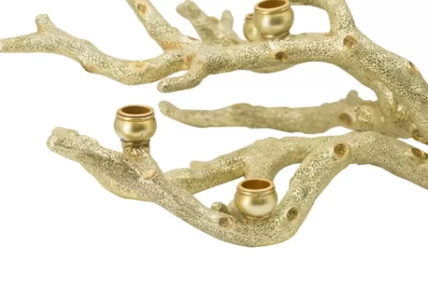 Candle Holders-Kirkland's Home Resin Coral Candle Holder Gold