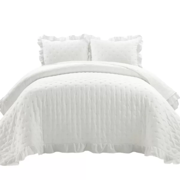 Quilts-Kirkland's Home Reyna Ruffle 3-Pc. King Quilt Set White