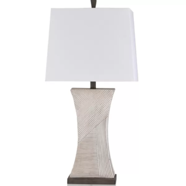 Table Lamps-Kirkland's Home Ribbed Concave Table Lamp White