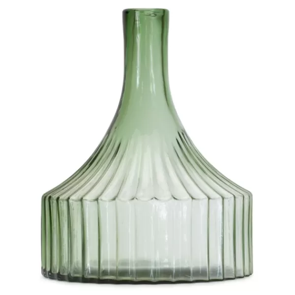 Vases-Kirkland's Home Ribbed Glass Bottle Vase, 10 In. Green