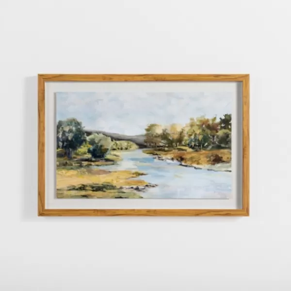 Framed Art-Kirkland's Home River Landscape Framed Art Print Green/Blue