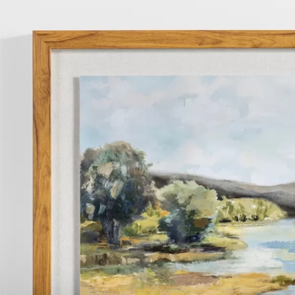 Framed Art-Kirkland's Home River Landscape Framed Art Print Green/Blue