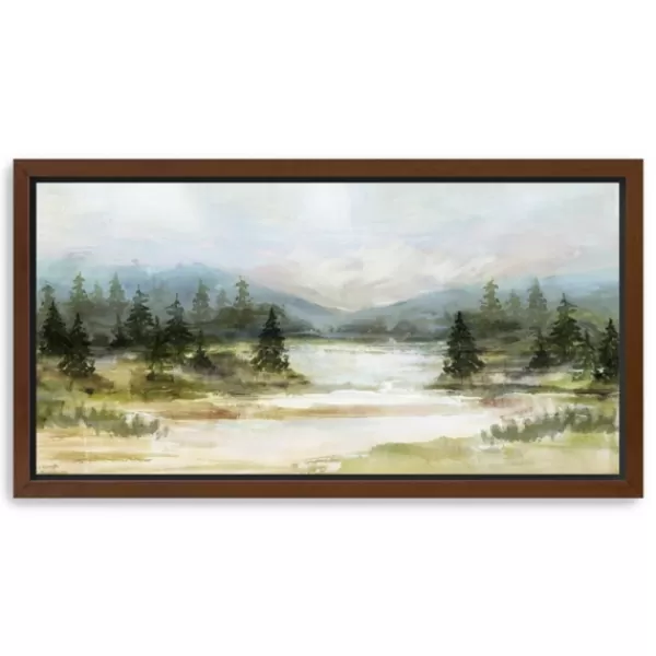 Framed Art-Kirkland's Home River View Framed Canvas Art Print White/Green