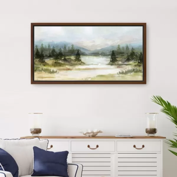 Framed Art-Kirkland's Home River View Framed Canvas Art Print White/Green