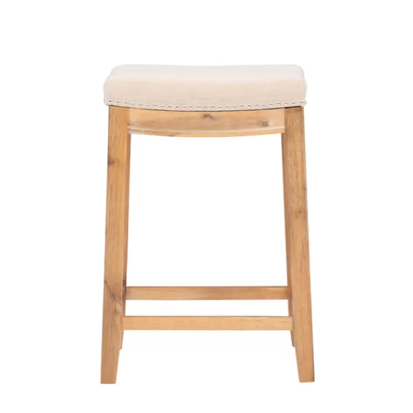 Bar Stools & Counter Height Stools-Kirkland's Home Riverdale Acacia Wood Counter Stool White