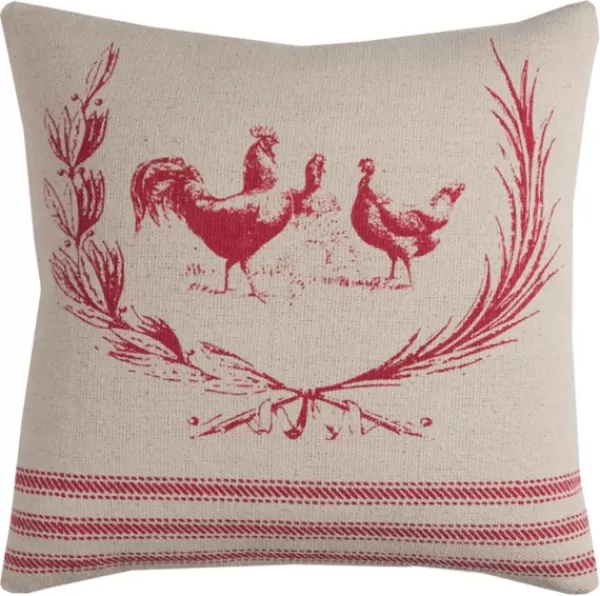 Pillows-Kirkland's Home Rooster Cotton Pillow Red
