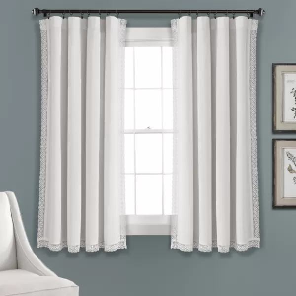 Curtains & Drapes-Kirkland's Home Rosalie Lace Curtain Panel Set, 63 In. White