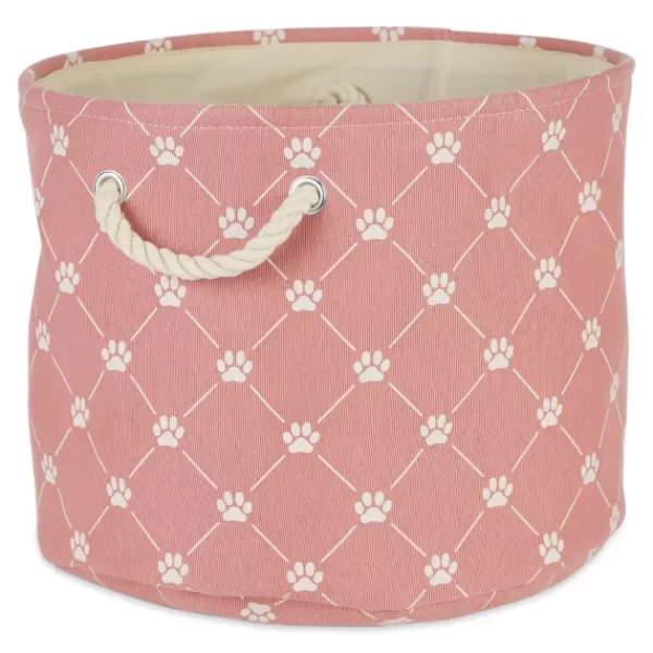 Baskets & Boxes-Kirkland's Home Rose Paw Trellis Round Basket, 12 In. Pink