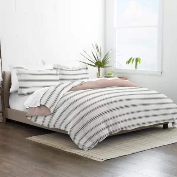 Duvets-Kirkland's Home Rose Pink Echo Stripe 3-Pc. King Duvet Cover Set White/Black/Pink