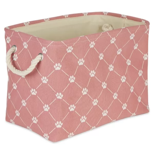 Baskets & Boxes-Kirkland's Home Rose Trellis Paw Print Storage Basket, 14 In. Pink