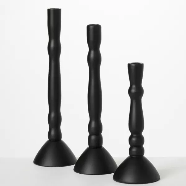 Candle Holders-Kirkland's Home Round Base Taper Candle Holders, Set Of 3 Black