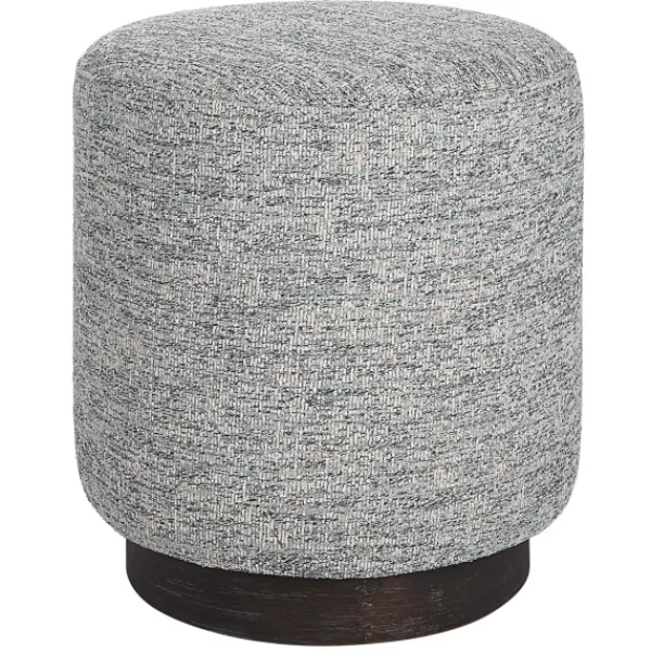 Benches & Ottomans-Kirkland's Home Round Gray & Blue Upholstered Ottoman Gray/Blue