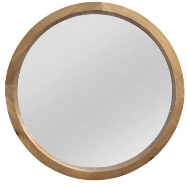 Framed Mirrors-Kirkland's Home Round Maddie Wood Mirror, 20 In.